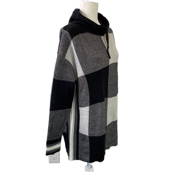 Talbots Drawstring Funnel Neck Pullover Sweater Top Checkered Long Sleeve Sz M - Picture 2 of 16